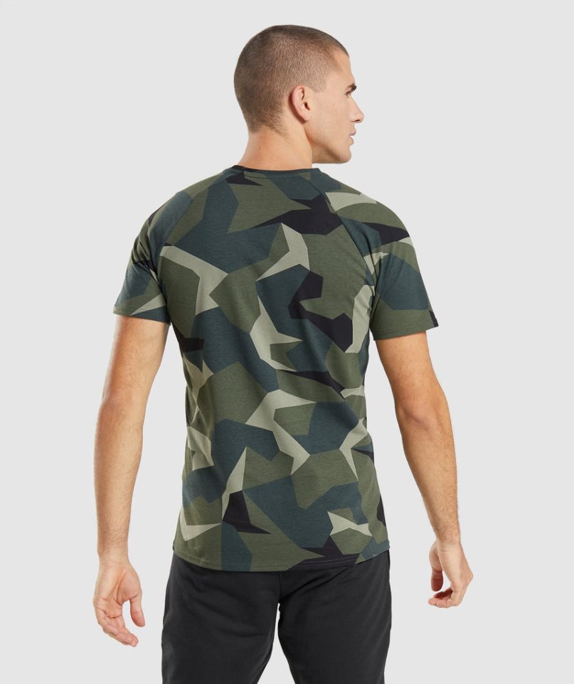 Men's Gymshark Critical T-Shirts Camo | NZ 8NOHDW